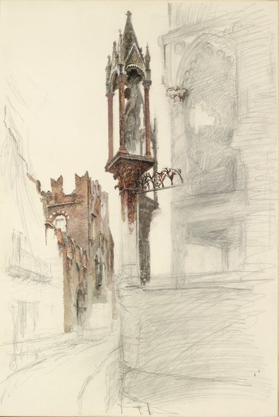 Estudio de un nicho que rodea la tumba de Cansignorio della Scala en Verona, 1869 de John Ruskin