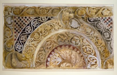 Estudio de un panel de la fuente del Baptisterio de Pisa de John Ruskin