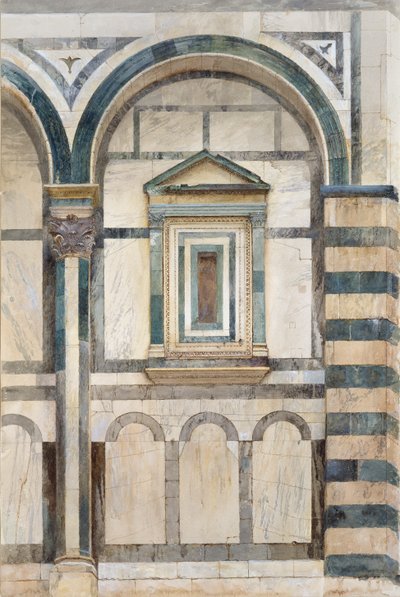 El Baptisterio, Florencia: Estudio de la parte superior del compartimento derecho en la fachada suroeste de John Ruskin