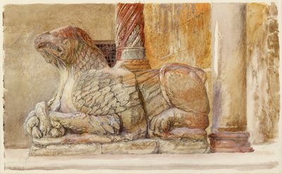 El grifo llevando el eje norte de la entrada oeste del Duomo, Verona, 18-28 de junio de 1869 de John Ruskin