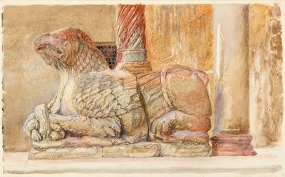 El grifo llevando el eje norte de la entrada oeste del Duomo, Verona, 18 - 28 de junio de 1869 de John Ruskin