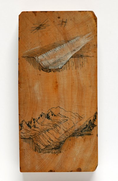 La Trinchera del Valle de Chamonix y los Picos sobre la Trinchera, c.1856 (pluma y tinta y acuarela sobre madera) de John Ruskin