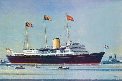 Britannia, hogar flotante de la Reina Isabel II y el Príncipe Felipe (litografía en color) de John S. Smith