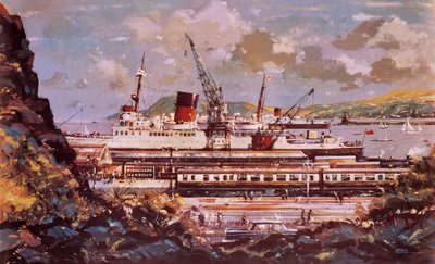Escena del puerto de Fishguard de John S. Smith