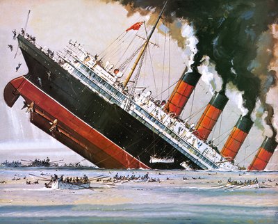 Hundimiento del Lusitania en mayo de 1915 (litografía) de John S. Smith