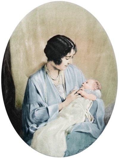 La Reina Isabel con la Princesa Isabel en 1926, 1937 de John Saint Helier Lander