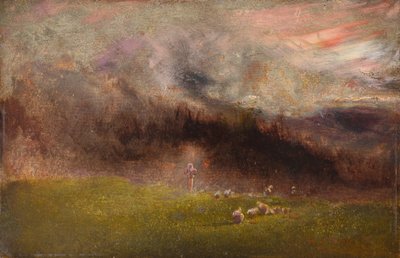 Ovejas en la tormenta (óleo sobre tabla) de John Samuel Raven