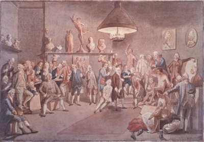 Los Académicos de la Real Academia en Londres, copia de una pintura de Johann Zoffany (1733-1810) de John Sanders
