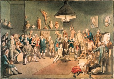 Los académicos de la Real Academia en Londres, copia de una pintura de Johann Zoffany de John Sanders