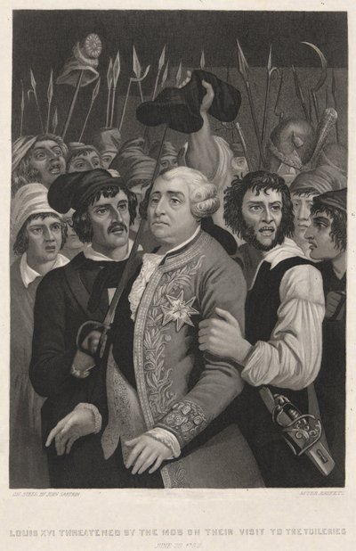 Luis XVI amenazado por la turba en su visita a las Tullerías de John Sartain