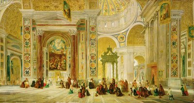 Interior de San Pedro, Roma (óleo sobre lienzo) de John Scarlett Davis