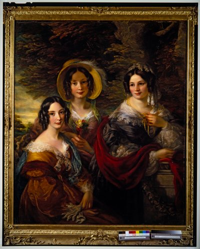 Retrato de Frances, Charlotte y Catherine Voules (lienzo) de John Scarlett Davis