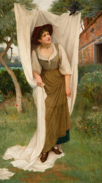 Lavandera sorprendida por un mirlo, 1891 de John Scott