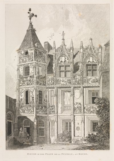 Antigüedades arquitectónicas de Normandía Vol. II, Pl. 64: Casa en la Place de la Pucelle, en Rouen de John Sell Cotman
