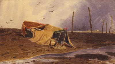 Barco en la playa (litografía en color) de John Sell Cotman