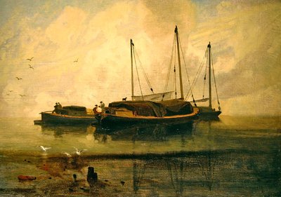 Barcos anclados, Bladon Water, Norfolk de John Sell Cotman