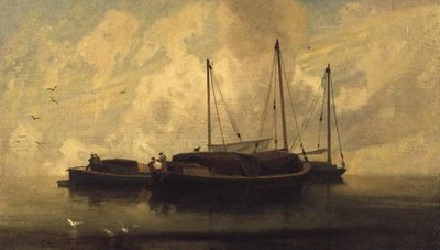 Barcos anclados en Breydon Water, c.1810 de John Sell Cotman