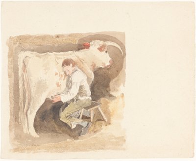 Niño ordeñando vaca de John Sell Cotman