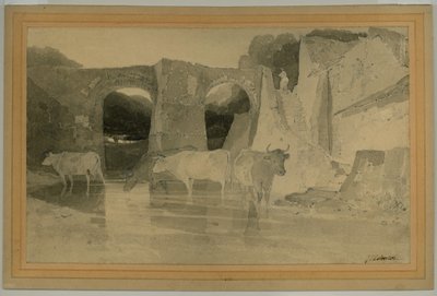 Puente y vacas, c.1803-04 de John Sell Cotman