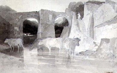 Ganado en un río de John Sell Cotman