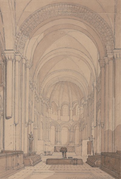Extremo este de la iglesia abacial de Saint Georges de Bocherville, cerca de Ruán, Normandía de John Sell Cotman