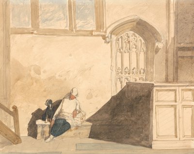 Recadero dormido en una iglesia de John Sell Cotman