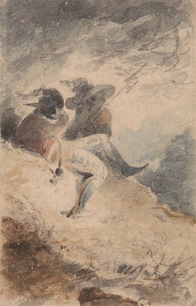 Figuras fantásticas sentadas en un túmulo de John Sell Cotman