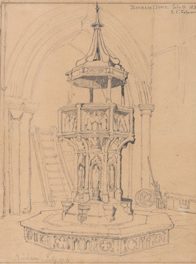 Fuente en la iglesia de Binham, Norfolk de John Sell Cotman