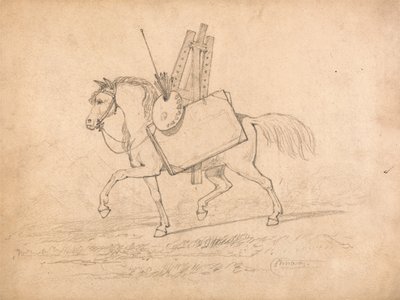Caballo cargado de parafernalia de artista de John Sell Cotman