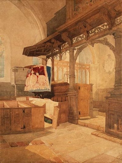 Interior de la iglesia de Trentham, Staffordshire, c.1808 de John Sell Cotman