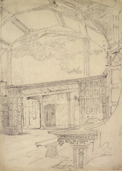 Interior del Gran Salón, Little Moreton Hall, Cheshire de John Sell Cotman