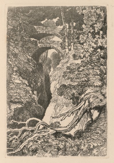 Liber Studiorum: Lámina 10, El Puente del Diablo, Cardinganshire de John Sell Cotman