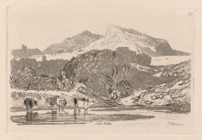 Liber Studiorum: lámina 21, vista en el norte de Gales de John Sell Cotman