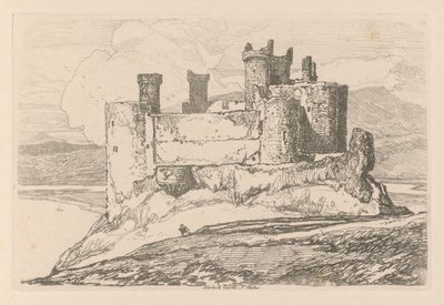 Liber Studiorum: Placa 25, Castillo de Harlech, Gales del Norte de John Sell Cotman