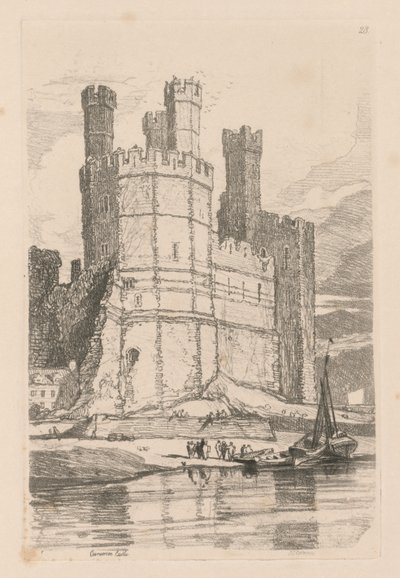 Liber Studiorum: Placa 28, Castillo de Caernarvon, N. Gales, 1838 de John Sell Cotman