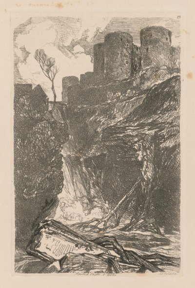 Liber Studiorum: Lámina 29, Castillo de Harlech, Gales del Norte de John Sell Cotman