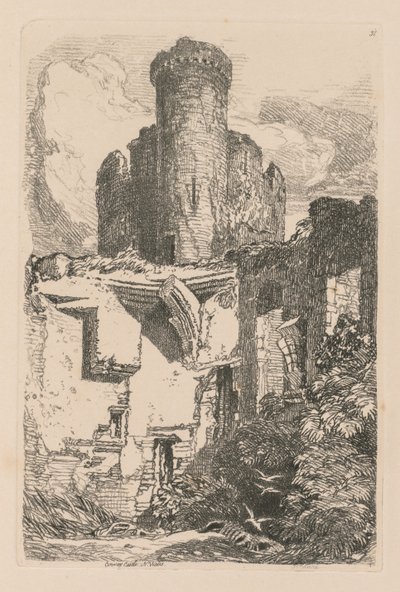 Libro de estudios: Lámina 31, Conway Castle, N. Wales de John Sell Cotman