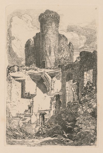 Liber Studiorum: Placa 31, Castillo de Conway, Gales del Norte de John Sell Cotman