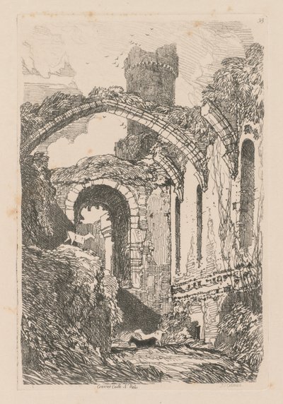 Libro de estudios: Lámina 33, Conway Castle, N. Wales de John Sell Cotman