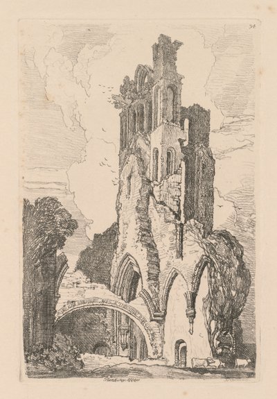 Libro de estudios: Lámina 34, Abadía de Llanathony, Monmouthshire de John Sell Cotman