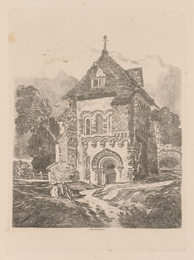 Liber Studiorum: Placa 36, Iglesia cerca de Durham, 1838 de John Sell Cotman