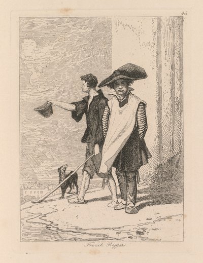 Liber Studiorum: lámina 45, mendigos franceses de John Sell Cotman