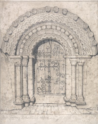Portada norte de la iglesia de Hales, Norfolk de John Sell Cotman