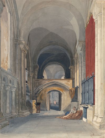 Catedral de Norwich: Interior de la nave norte del coro, mirando al este de John Sell Cotman