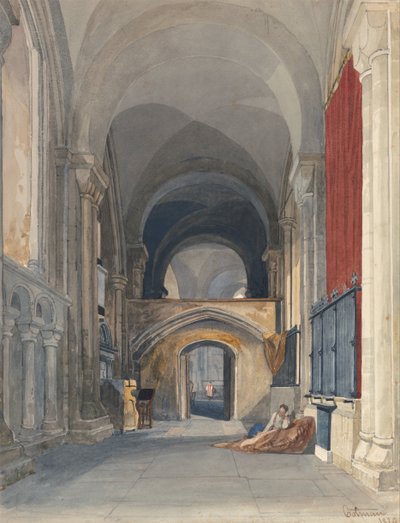 Catedral de Norwich: Interior de la nave norte del coro, mirando al este de John Sell Cotman