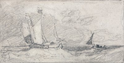 Navegar con wherries y barcos en un mar agitado de John Sell Cotman