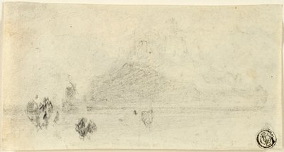 Boceto de Mont Saint Michel (recto); Edificios junto al agua (verso) de John Sell Cotman