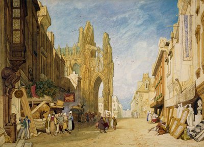 Escena de calle en Alençon, Normandía de John Sell Cotman
