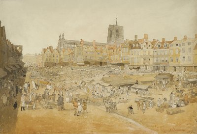 La Plaza del Mercado, Norwich, tomada desde Mr. Coopers, 1807 de John Sell Cotman