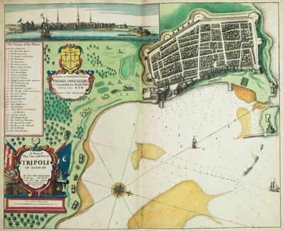 Mapa de la ciudad y el puerto de Trípoli en Berbería de John Seller
